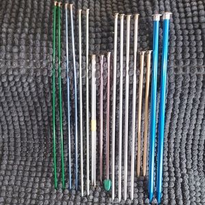 Vintage Knitting Needles, 9 Pairs Metal, Sizes Listed